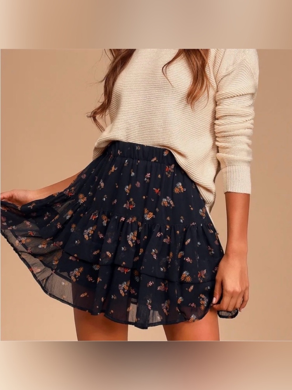 Free People From the Valley black floral skirt size XS #355inv